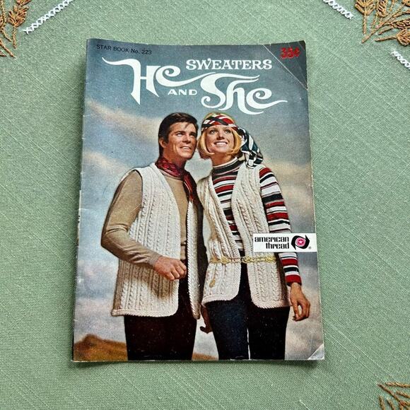 Vintage American Thread He and She Sweaters, Knitting Pattern Book - Picture 1 of 10